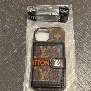 Louis Vuitton Monogram Brown and Black Phone Case I phone 15 cross body! NWOT!